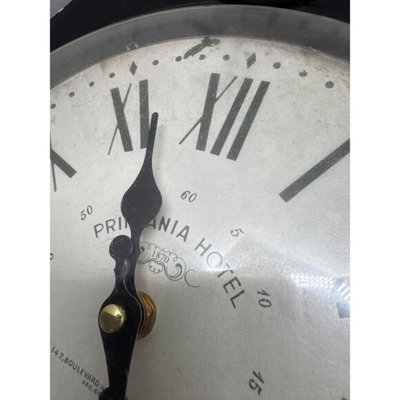 Printania Hotel Vintage-Style 1870 Black Metal Desk Clock With Roman Numerals De - Picture 7 of 8